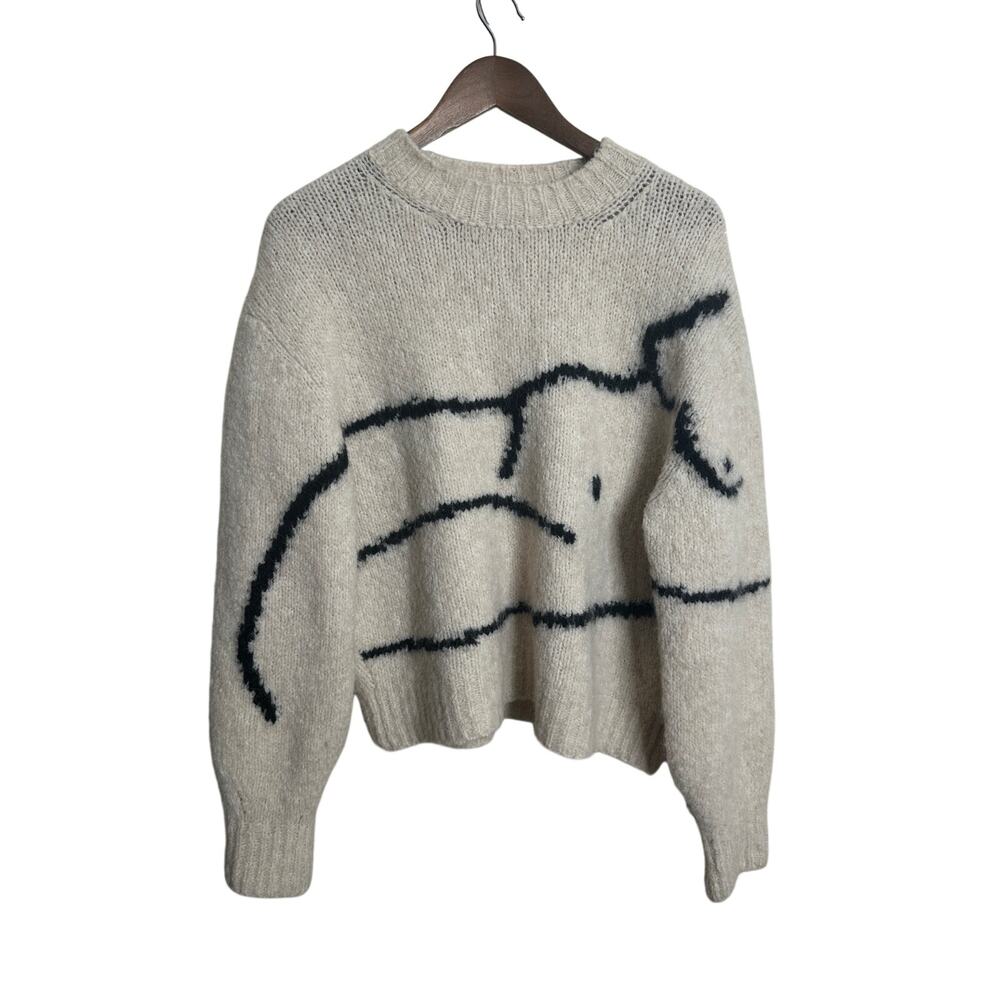 Paloma Wool Palmira Sweater in Ecru Womans L Intarsia Alpaca Fuzzy Knit - Picture 2 of 11